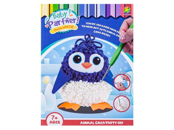 Kreativt sæt med broderisæt, maskot, tøjdyr til syning, pude til dekoration DIY pingvin