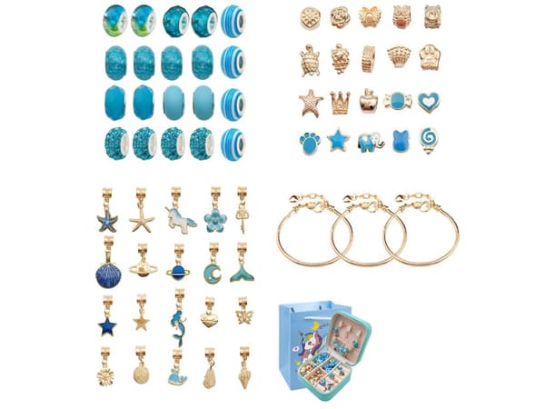 Sæt til fremstilling af smykker, armbånd, charms, vedhæng, perler SHADES OF BLUE