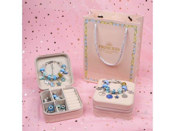Sæt til fremstilling af smykker, armbånd, charms, vedhæng, perler SHADES OF BLUE