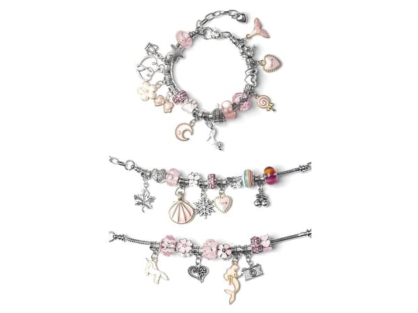 Set för att göra smycken, armband, berlocker, hängen, pärlor 66 stycken. NYANSER AV ROSA + Kosmetolog