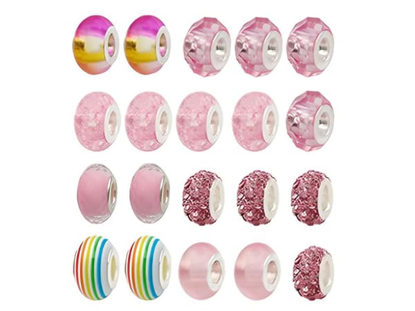 Set för att göra smycken, armband, berlocker, hängen, pärlor 66 stycken. NYANSER AV ROSA + Kosmetolog