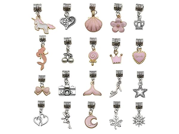 Set för att göra smycken, armband, berlocker, hängen, pärlor 66 stycken. NYANSER AV ROSA + Kosmetolog