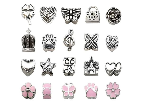 Set för att göra smycken, armband, berlocker, hängen, pärlor 66 stycken. NYANSER AV ROSA + Kosmetolog