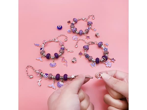 Sæt til fremstilling af smykker, armbånd, charms, vedhæng, perler SHADES OF PURPLE + etui
