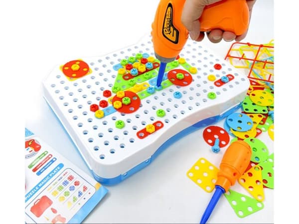 Pedagogiskt pussel, block kreativ mosaik, skruvmejsel 151 delar byggsats