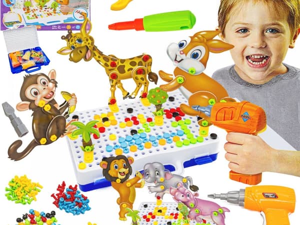 Creative ZOO Mosaik i en resväska 198 st. 3D-pussel, block, skruvmejselkonstruktionsset