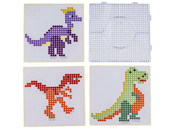 Skabeloner til strygeperler Dinosaurer, sæt med 2000 elementer, strygebog, kiste