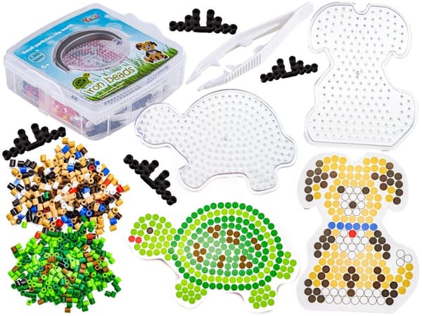 Skabeloner til strygeperler, hund, skildpadde, sæt med 2000 elementer, strygemaskine, bryst