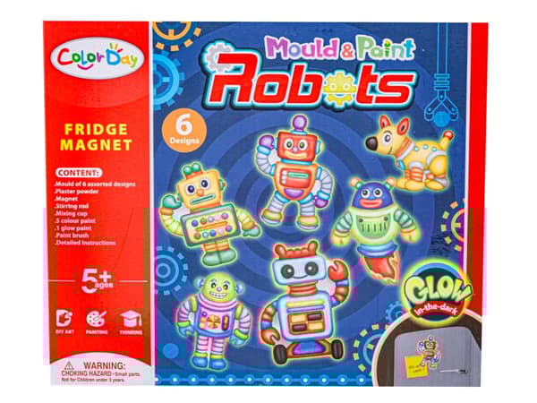 Kreativt sæt Skab en magnet, gør-det-selv-støb HAPPY ROBOTS, GLOW Gør det selv
