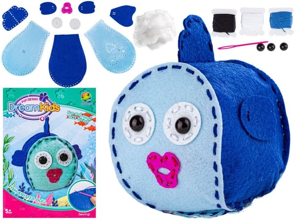 Kreativt sæt med broderi, maskot, plyssyningsdyr Havdyr FISK