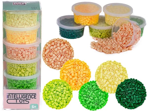 Strygeperler 3000 stk, Strygeperler, Til strygejern, 6 farver, lager - NUANSER AF GUL OG GRØN