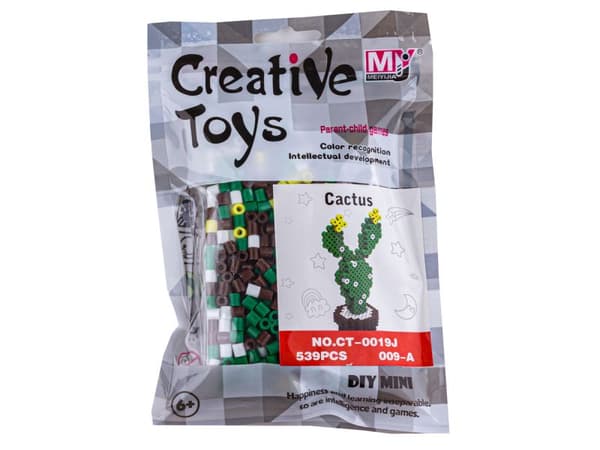 Strygeperler 3D-version, kaktusblomstskabelon, pose, strygepose