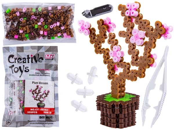 Strygeperler 3D version, Blomstrende træ skabelon, pose, strygepose