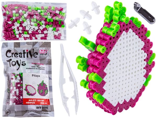 Strygeperler 3D version, PITHEYA skabelon, DRAGON FRUIT Fruit, Pung, Strygemaskine