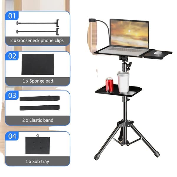 Projektortripodstand, Justerbar Højde, DJ Mixer Standing Table
