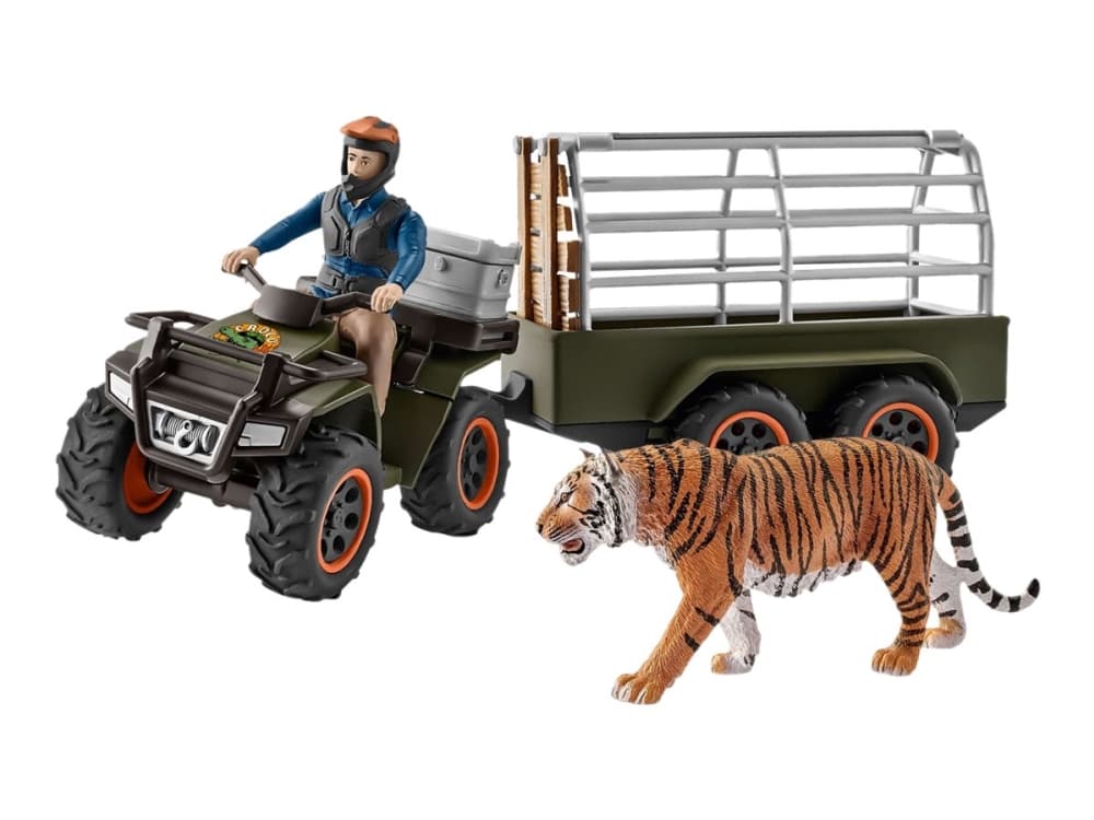 Schleich Wild Life Jungle - Fyrhjuling med vagn och skogsvaktare
