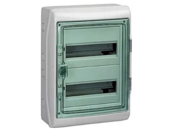 Kaedra IP65 utenpåliggende hus KDR-2-12-NT-T transparent dør 2 rader 12 moduler/rad