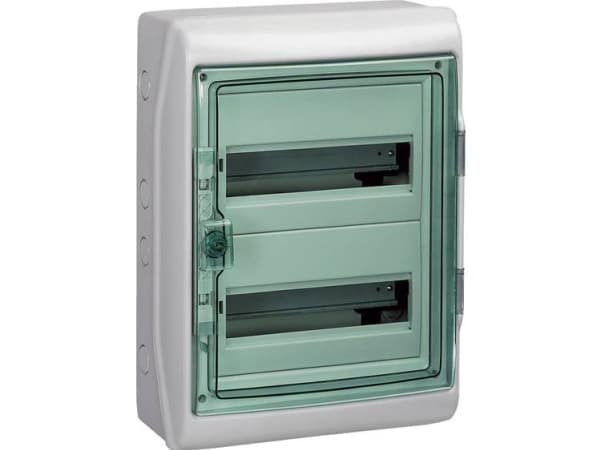 Kaedra IP65 utenpåliggende hus KDR-2-12-NT-T transparent dør 2 rader 12 moduler/rad