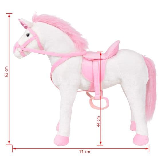 Stående Leksaksenhörning Plysch Vit Och Rosa Xxl
