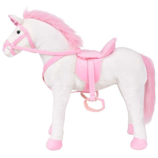 Stående Leksaksenhörning Plysch Vit Och Rosa Xxl