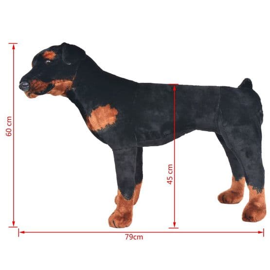 Stående Leksakshund Rottweiler Plysch Svart Och Brun Xxl