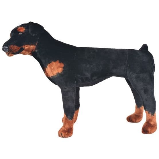 Stående Leksakshund Rottweiler Plysch Svart Och Brun Xxl