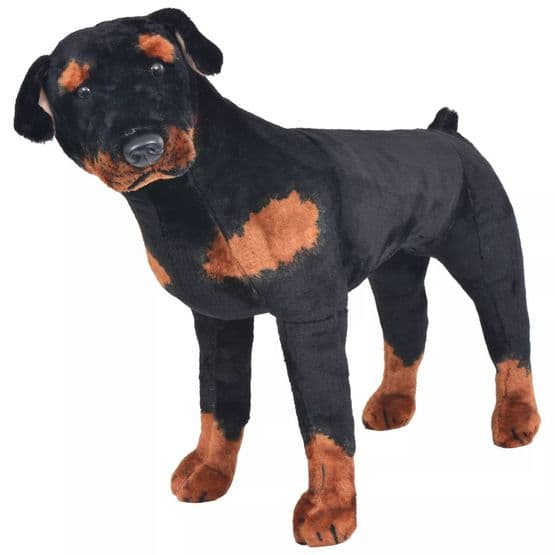 Stående Leksakshund Rottweiler Plysch Svart Och Brun Xxl
