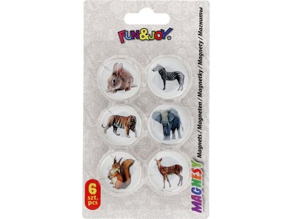Titanum Runda magneter med motiv - konvex - diameter 30 mm - 6 st Fun&amp;Joy Animals - 443875