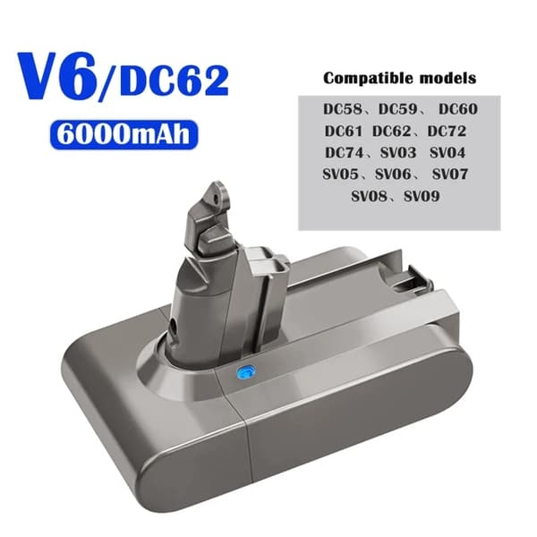 Dyson V6 V7 V8 V10 Batteriskift, 6000mAh, Støvsuger Batteri, V7 6000mAh