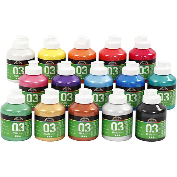 A-Color akrylmaling, ass. Farger, 03 - metallic, 15x500ml