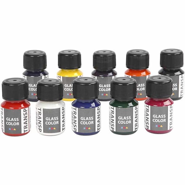 Glass Color Transparent, ass. farver, 10x30 ml/ 1 pk.