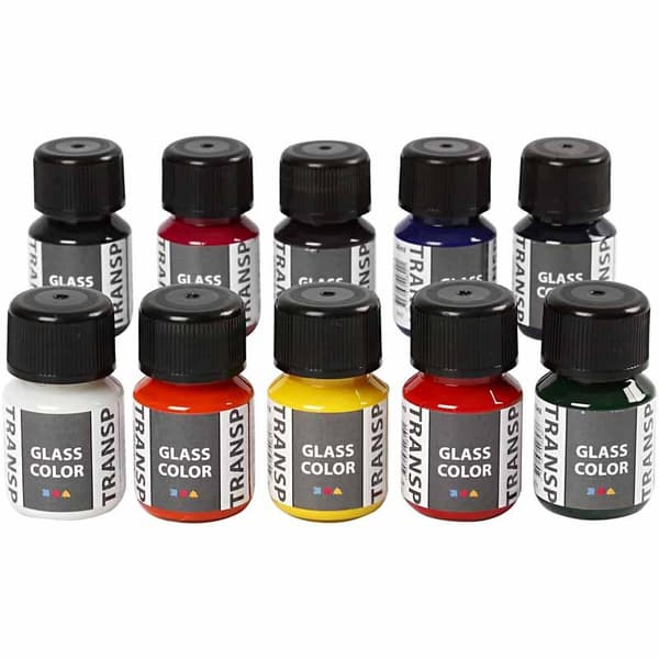 Glass Color Transparent, ass. farver, 10x30 ml/ 1 pk.