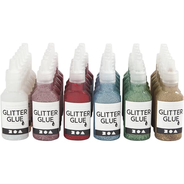 Storpack Glitterlim - Mixade Färger - 36x25 ml