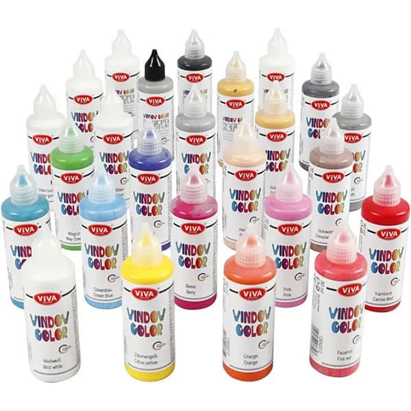 Fönsterfärg Storpack - Viva Decor - Mixade Färger - 2250 ml