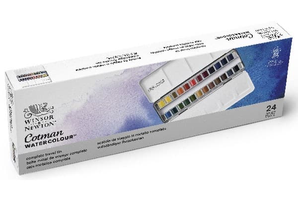 WINSOR Cotman watercolour sketchers metal box 24pcs ass