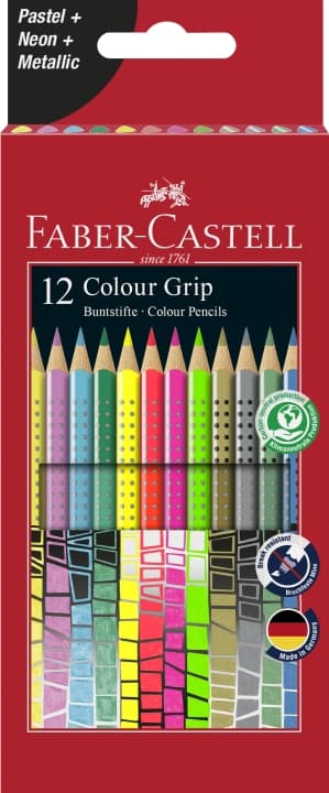 Faber-Castell 12 farveblyanter Colour Grip Special Pastel-Neon Box (201569)