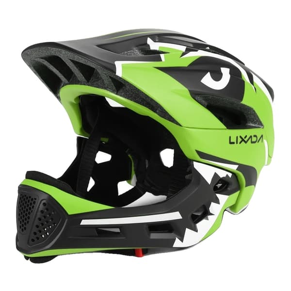 Lixada Børne Ridehjelm, Aftageligt Full Face Design, Justerbar Pasform,Grøn