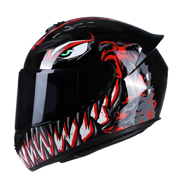 Motorcykel Full Face Hjelm, Stilfuldt Design, Stødresistent,Sort Rød M