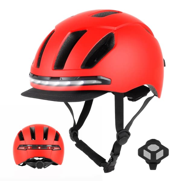 Smart cykelhjälm, LED-vägbelysning, fjärrkontroll,L, Röd Smart Hjälm