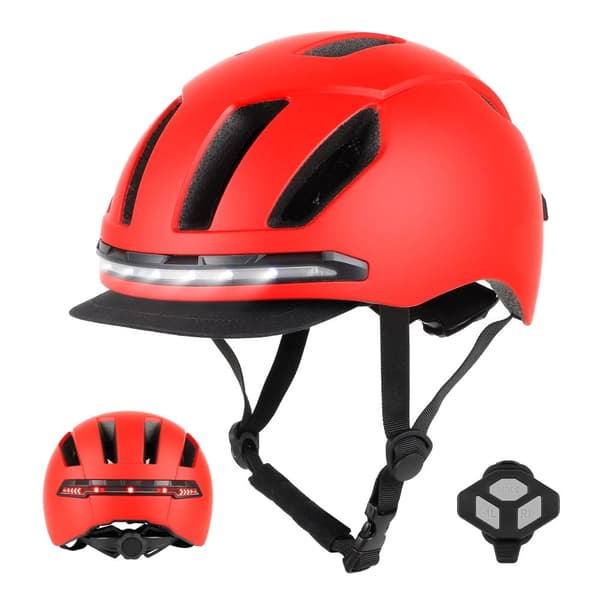 Smart cykelhjälm, LED-vägbelysning, fjärrkontroll,L, Röd Smart Hjälm