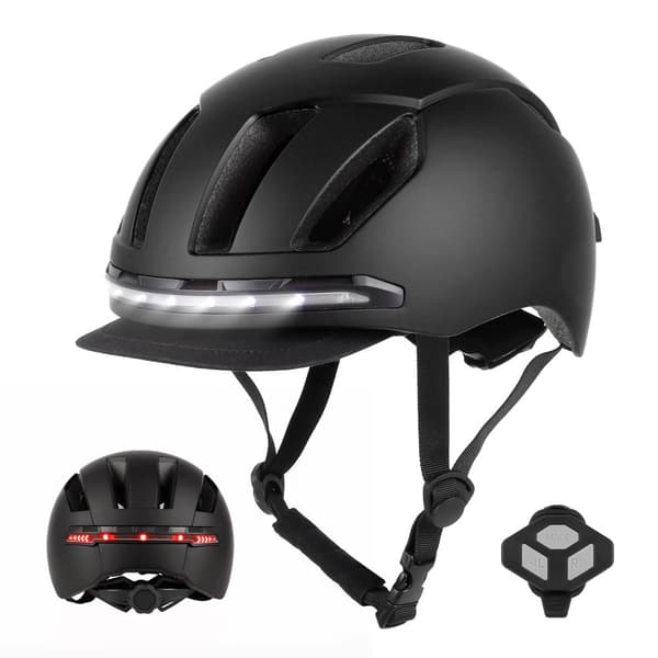 Smart cykelhjälm, LED-vägbelysning, fjärrkontroll,L, Svart Smart Hjälm