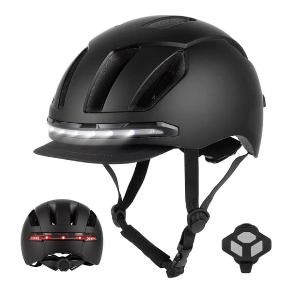 Smart cykelhjälm, LED-vägbelysning, fjärrkontroll,L, Svart Smart Hjälm