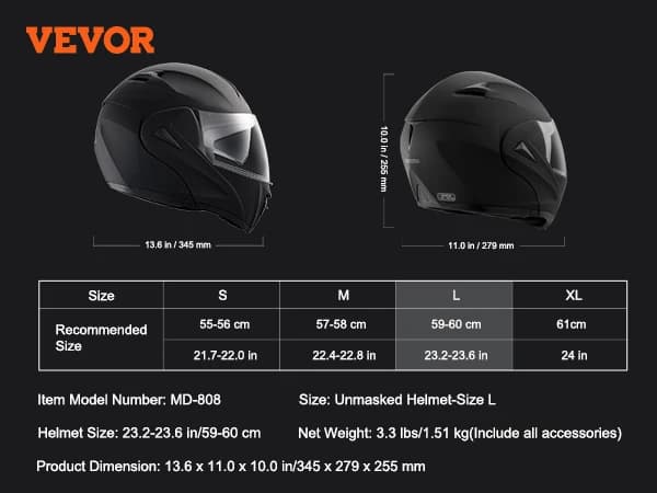 Motorcykelhjälm, Avmaskerad Design, Lättviktig, Bekväm Passform,L