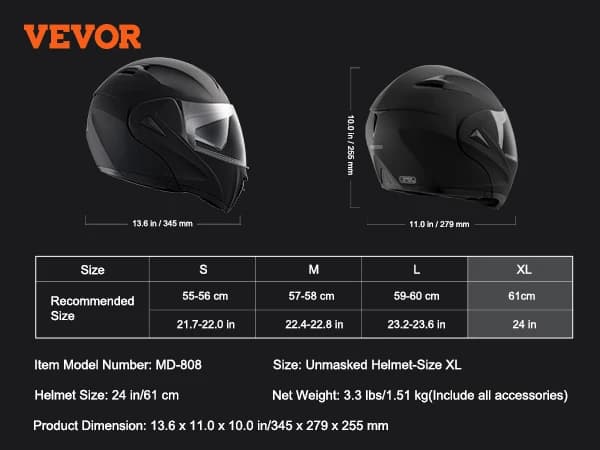 Motorcykelhjälm, Avmaskerad Design, Lättviktig, Bekväm Passform,XL