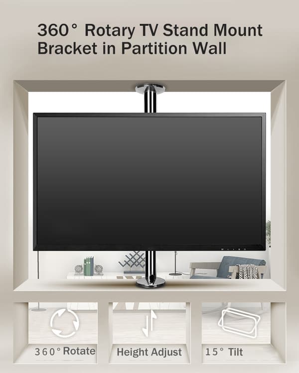 TV Stand Mount Bracket, Rustfrit Stål, Højdejusterbar