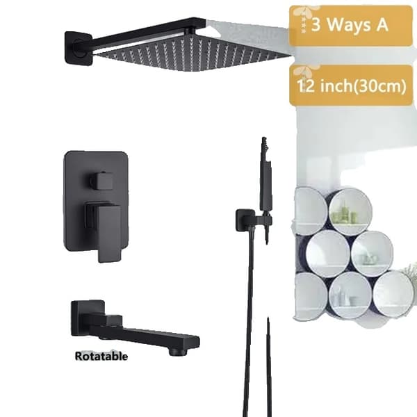 Brusearmatur, Regnbruse-system, Vægmonteret, 2 måder 8 tommer 3 Ways A 12inch