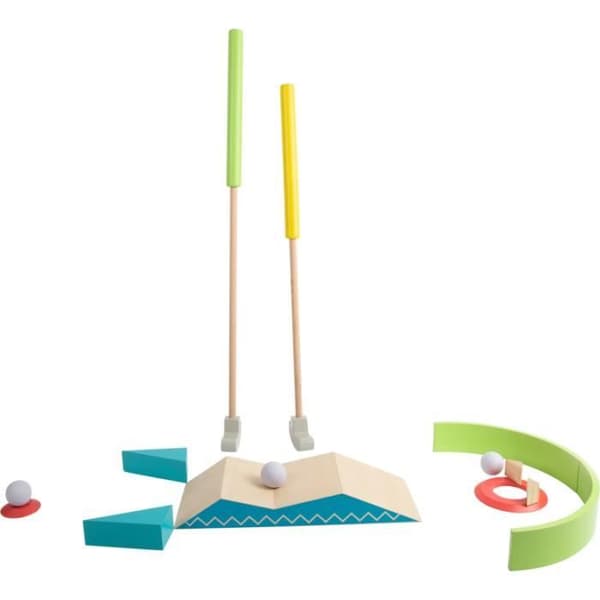 Minigolf i trä för barn - SMALL FOT - Minigolfset med hinder - Flerfärgad - Från 5 år