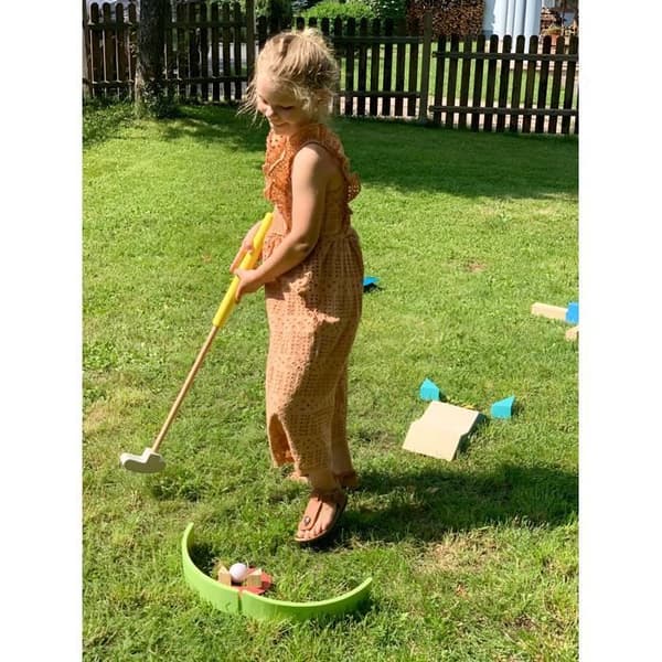 Minigolf i trä för barn - SMALL FOT - Minigolfset med hinder - Flerfärgad - Från 5 år