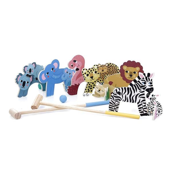 Vilac - Träspel Croquet Djur Lilla Safari