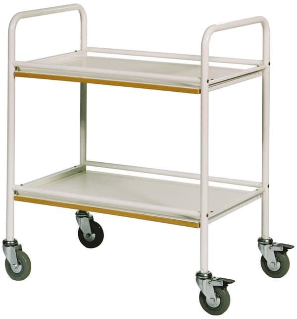 Rullbord 2 hyllplan handtag vit